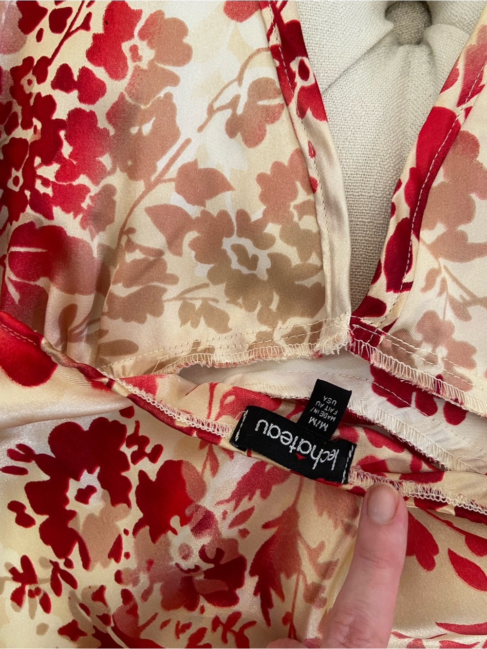 Y2K Satin Floral Halter Top sz M - Picture 4 of 6